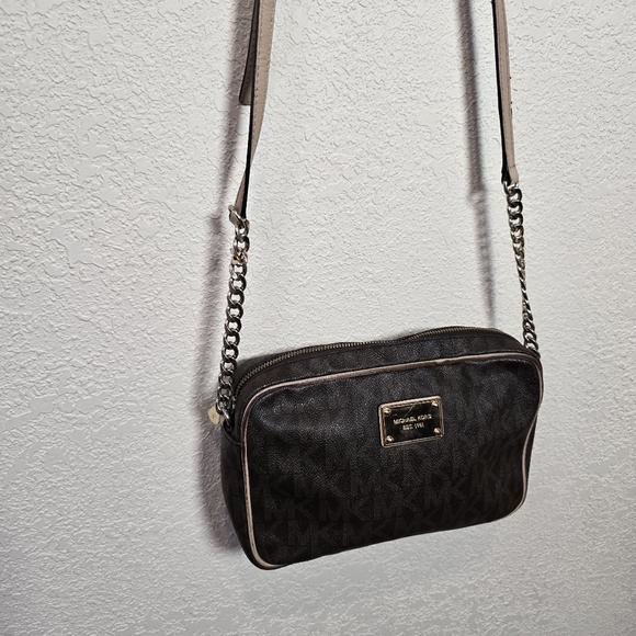 Michael Kors Dark Brown Monogram Crossbody Bag - Picture 10 of 11